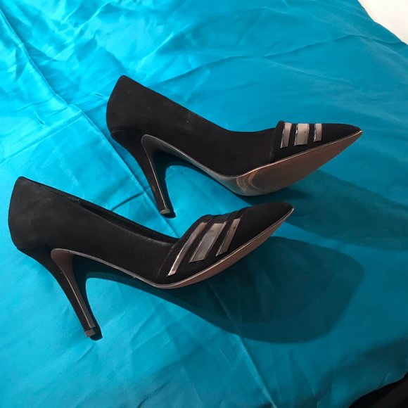Aldo black sued leather high shoes with decoration